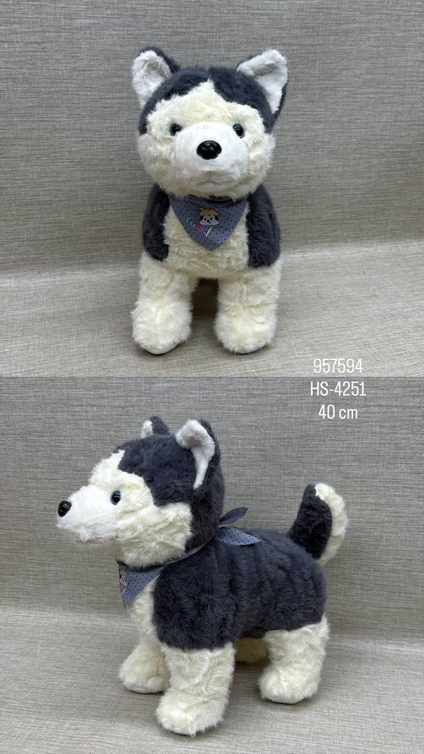 PERRO HUSKY CON PAÑOLETA 40 CM