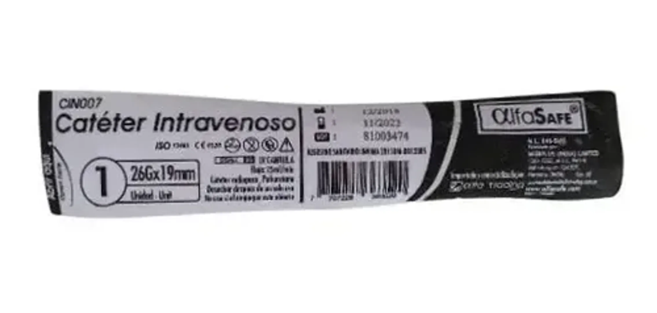 CATETER 26G X 19MM ALFASAFE UNIDAD