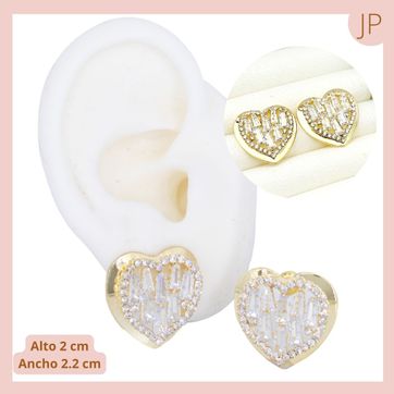 Imagen del producto TOPO CORAZON CIRCONES BLANCOS DORADO BAÑO EN RODIO