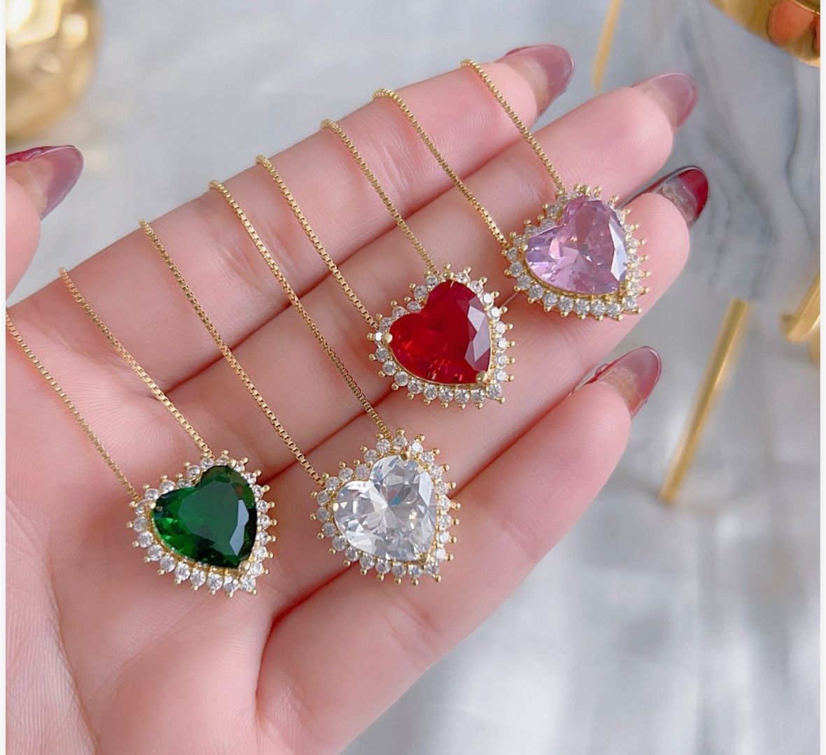 COLLAR CORAZON VERDE GRANDE