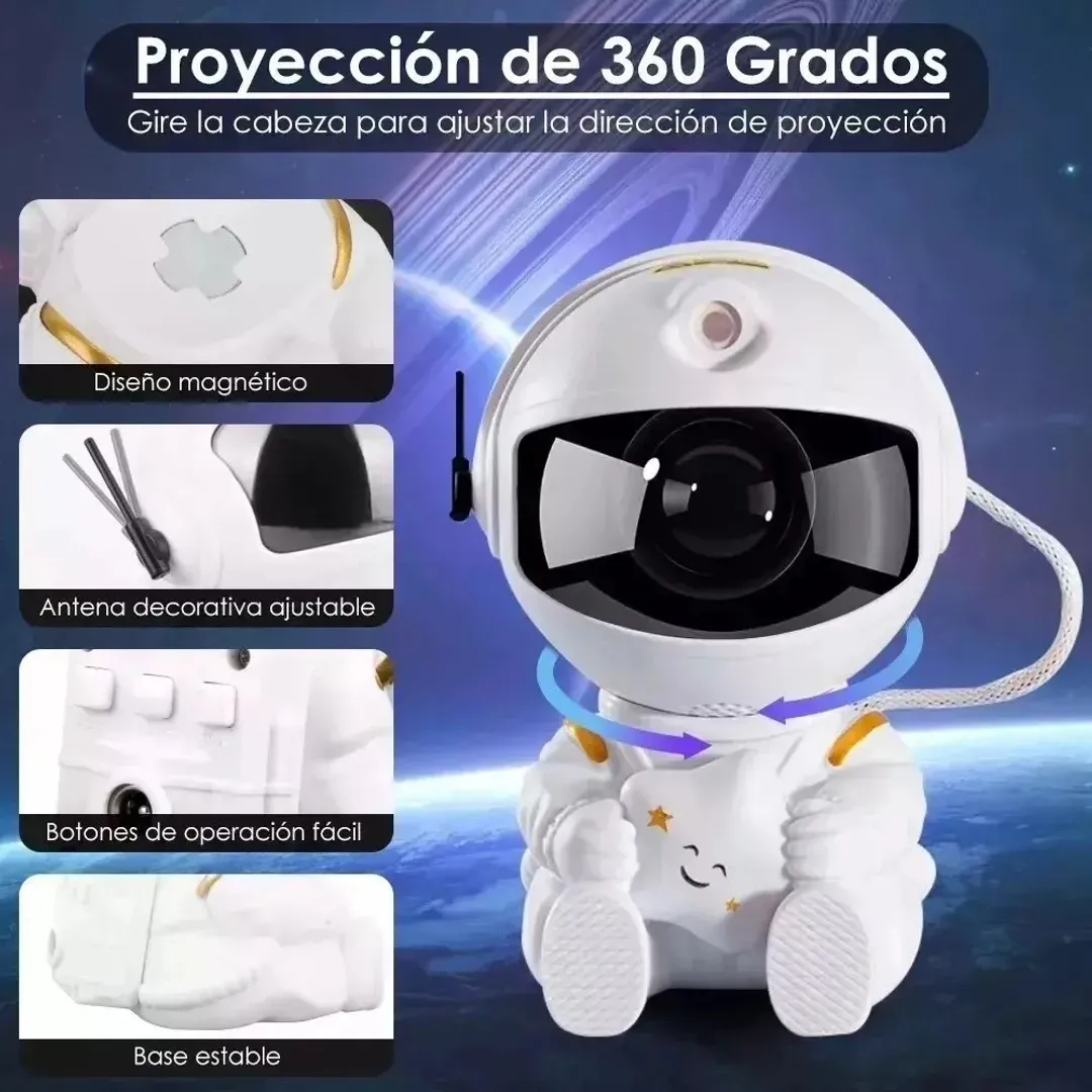 LAMPARA PROYECTOR ASTRONAUTA DE GALAXIA NEBULOSA CON CONTROL