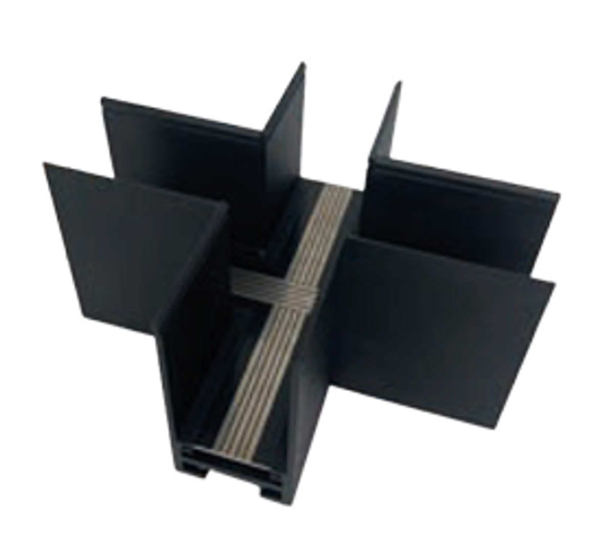UNION EN X CHASIS NEGRO PARA RIEL MAGNETICO 