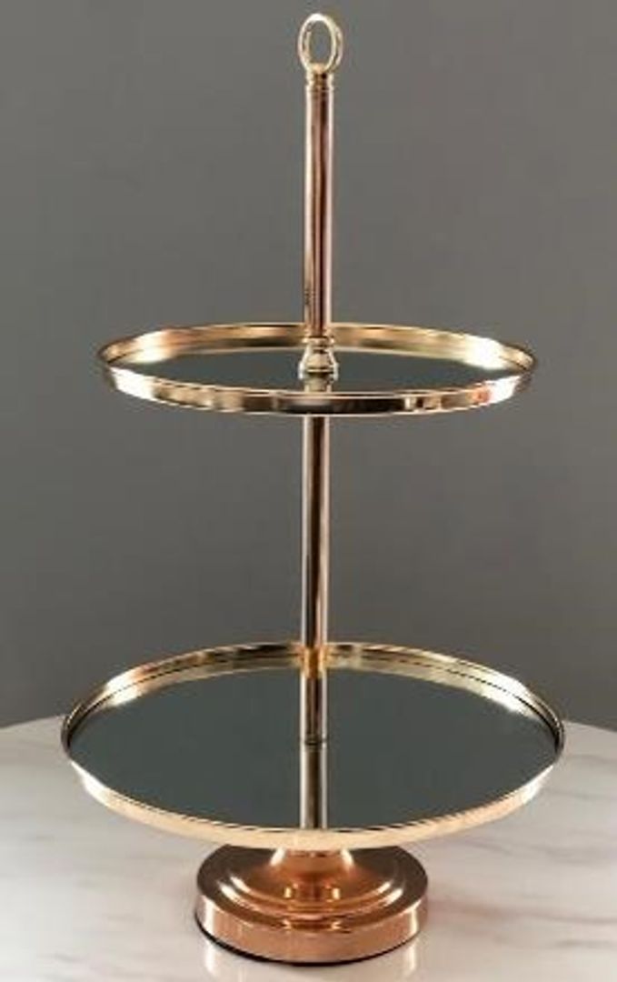 Base para pasteles dorado en metal con espejo