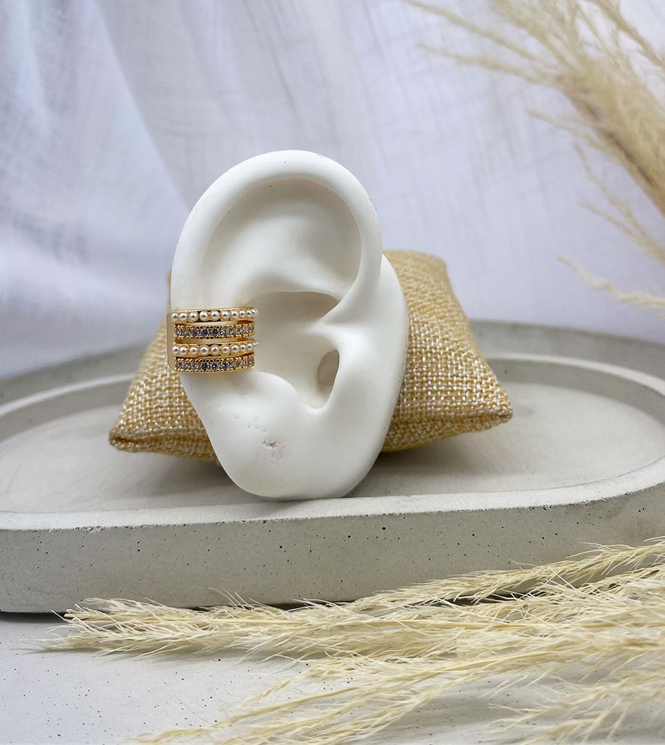 Earcuff oro rosa, perlitas, covergold 