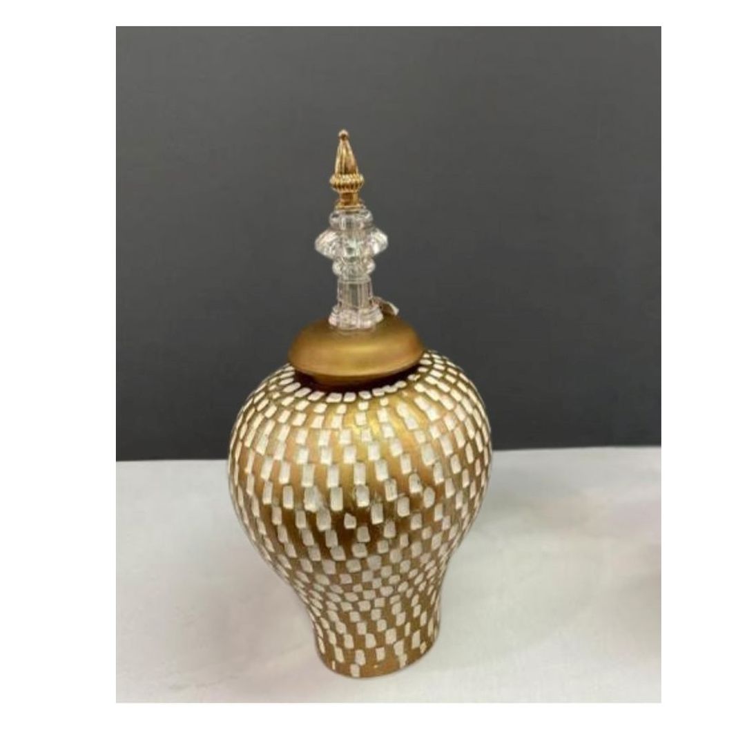 JARRON DE CERAMICA CON TAPA