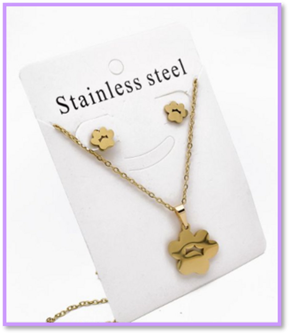 CADENA HUELLA + ARETES EN ACERO