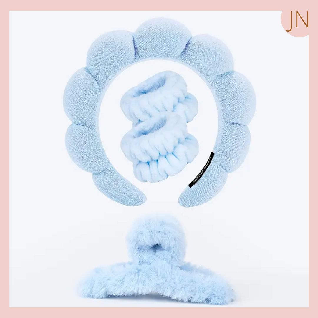 Diadema Spa + Muñequeras + Caimán Peluche - Azul