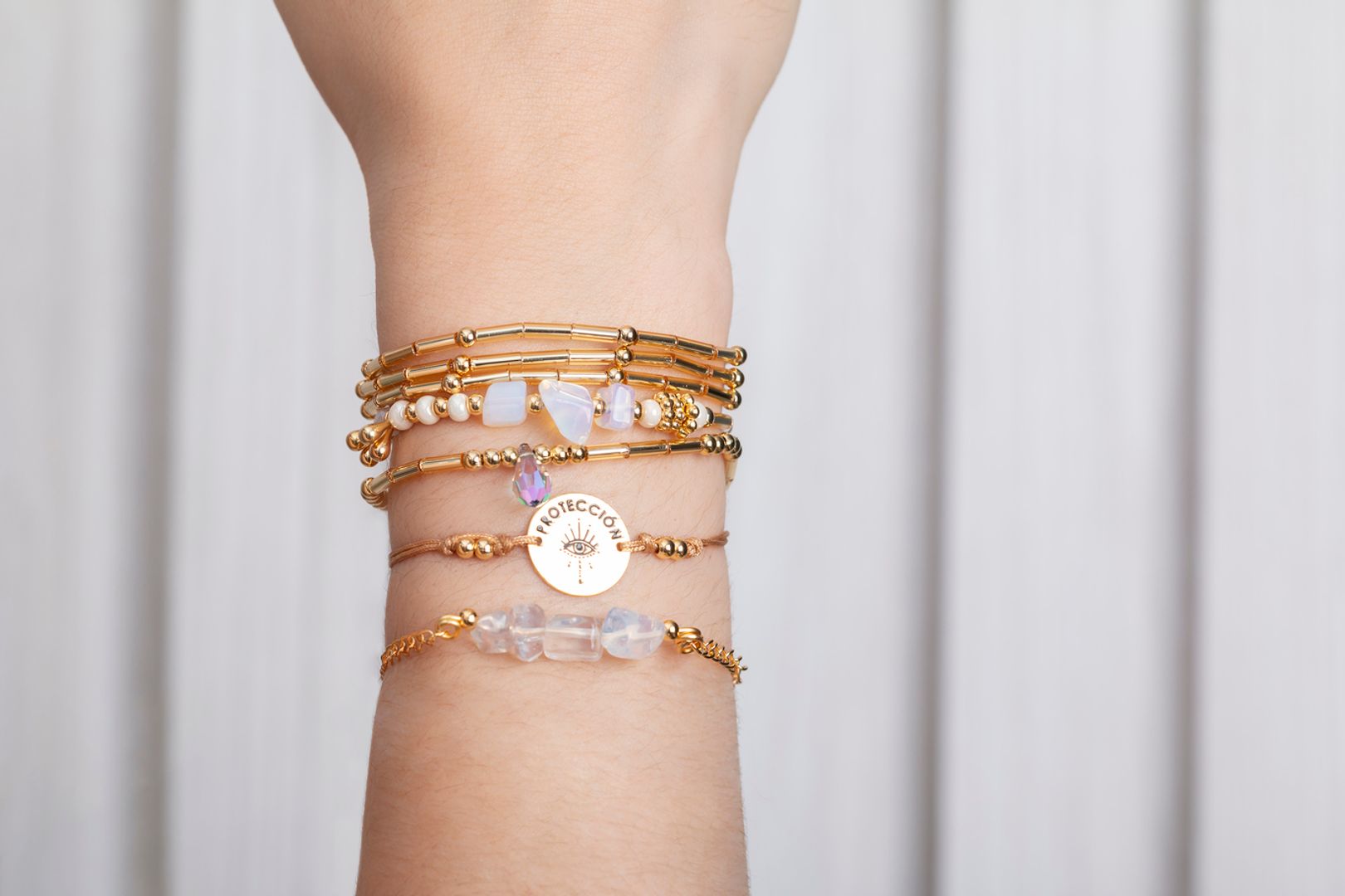 Juego de Pulseras Piedras Naturales: Ópalo