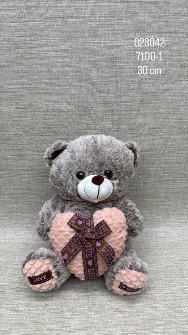 OSO MARMOLEADO CON CORAZÓN 30 CM