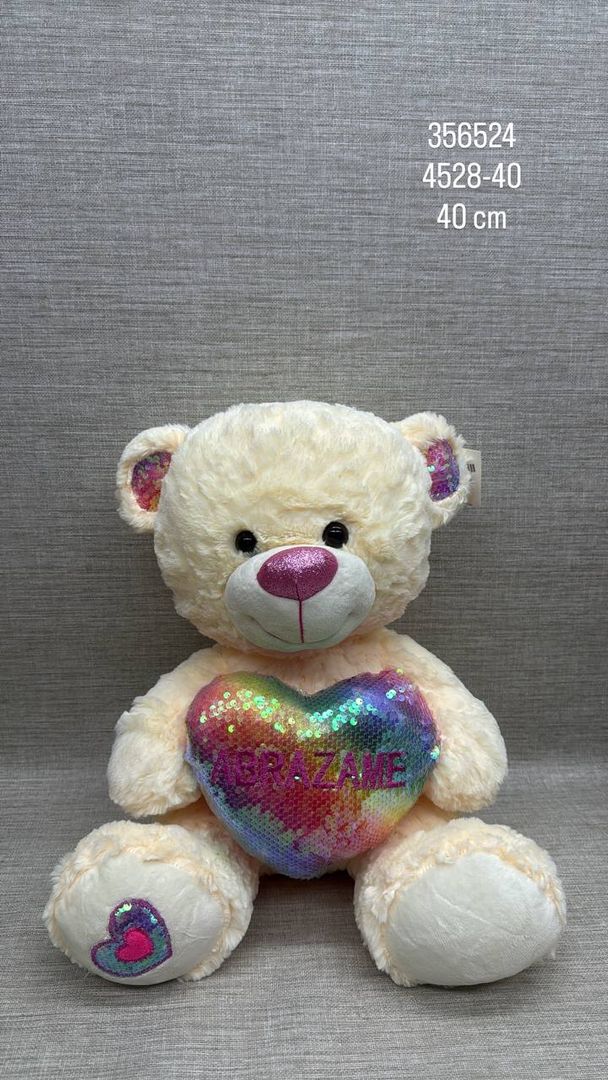 OSO CORAZÓN CON LENTEJUELAS 40 CM