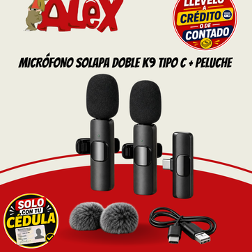 Imagen del producto MICRÓFONO SOLAPA DOBLE K9 TIPO C + PELUCHE