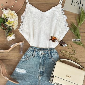 BLUSA TIRAS ENCAJE VY2908 - imagen 1