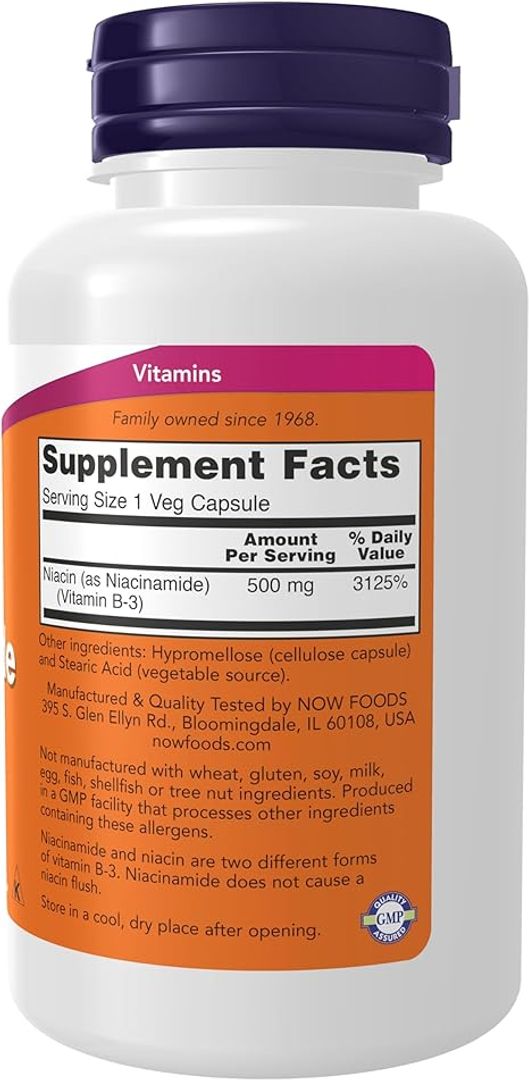 Niacinamida Vitamina B-3 500 mg 100 Cap NOW