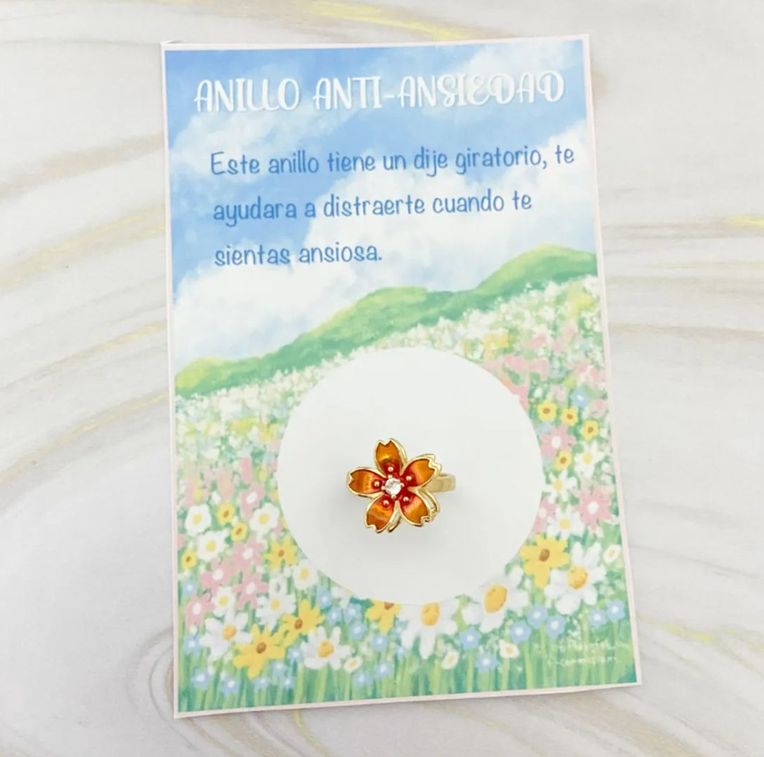  ANILLO GIRATORIO FLOR ROSA