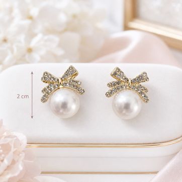 Imagen del producto  Aretes Moño con Perla