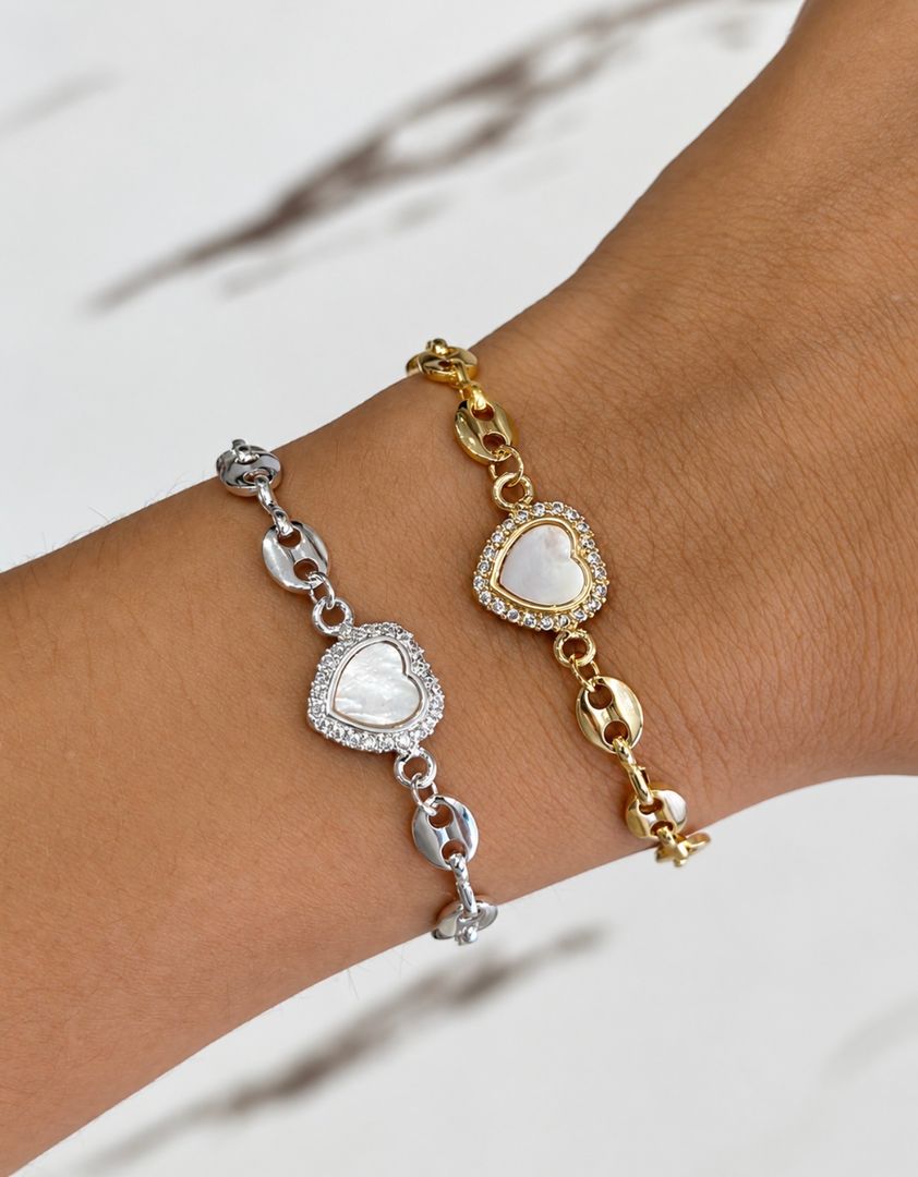 Pulsera corazón nacar