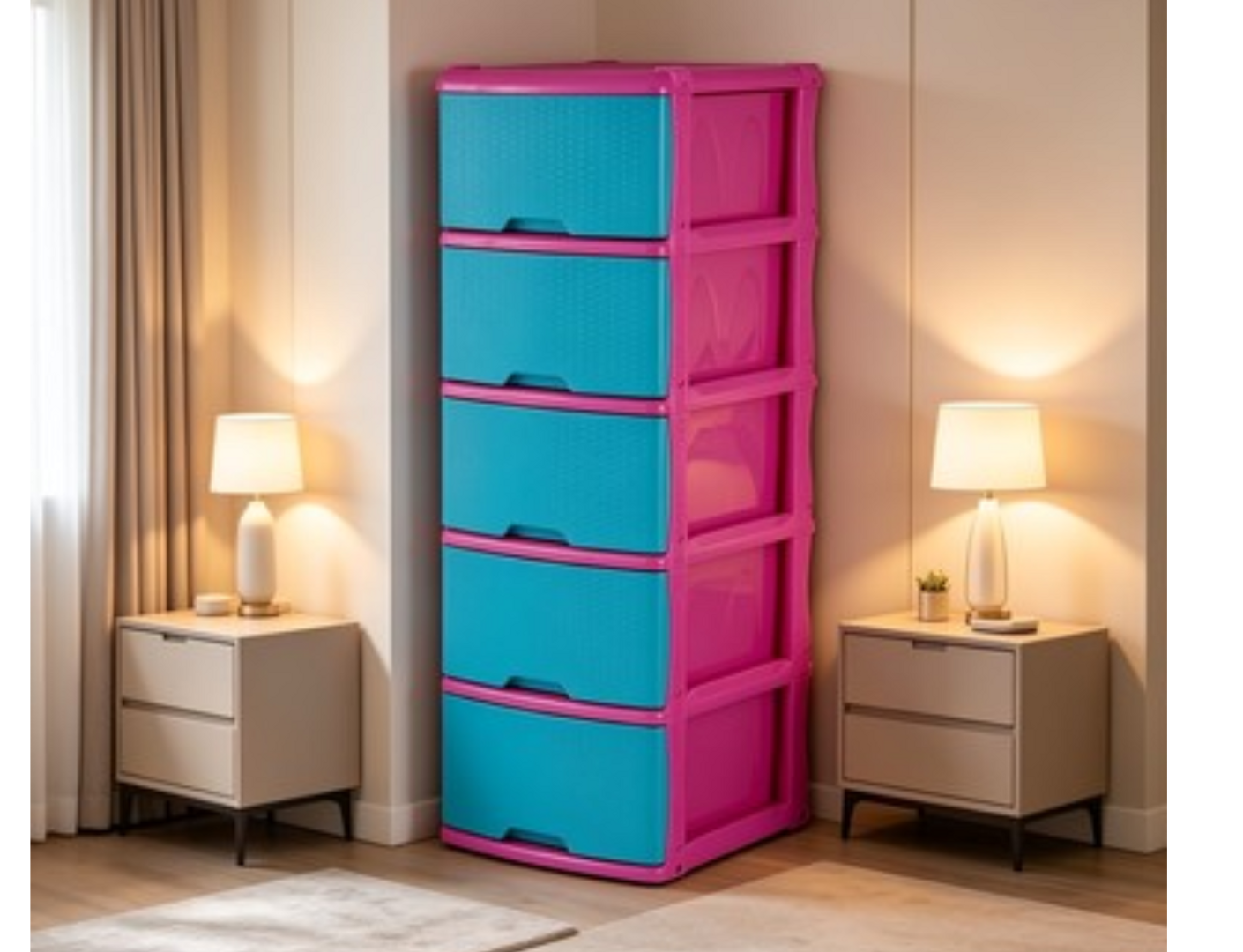 PRACTIMUEBLE GRD X 5 RATTAN AZUL/FUCSIA-CLP