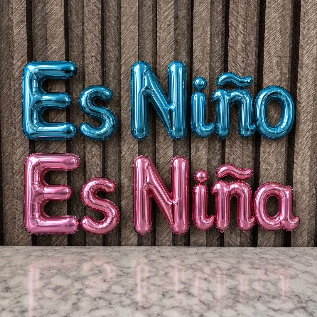 LETRERO METALIZADO ES NIÑO - ES NIÑA