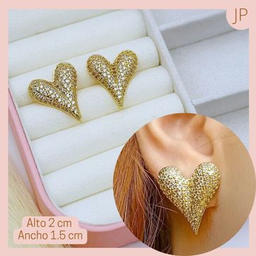 Topo Corazón Chunky micro circonado Dorado - imagen 1