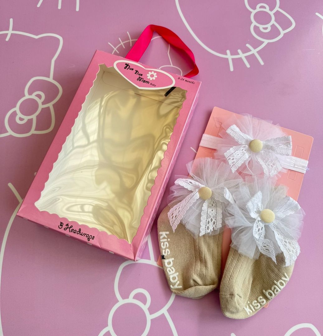Kit medias y cintillo de bebé 