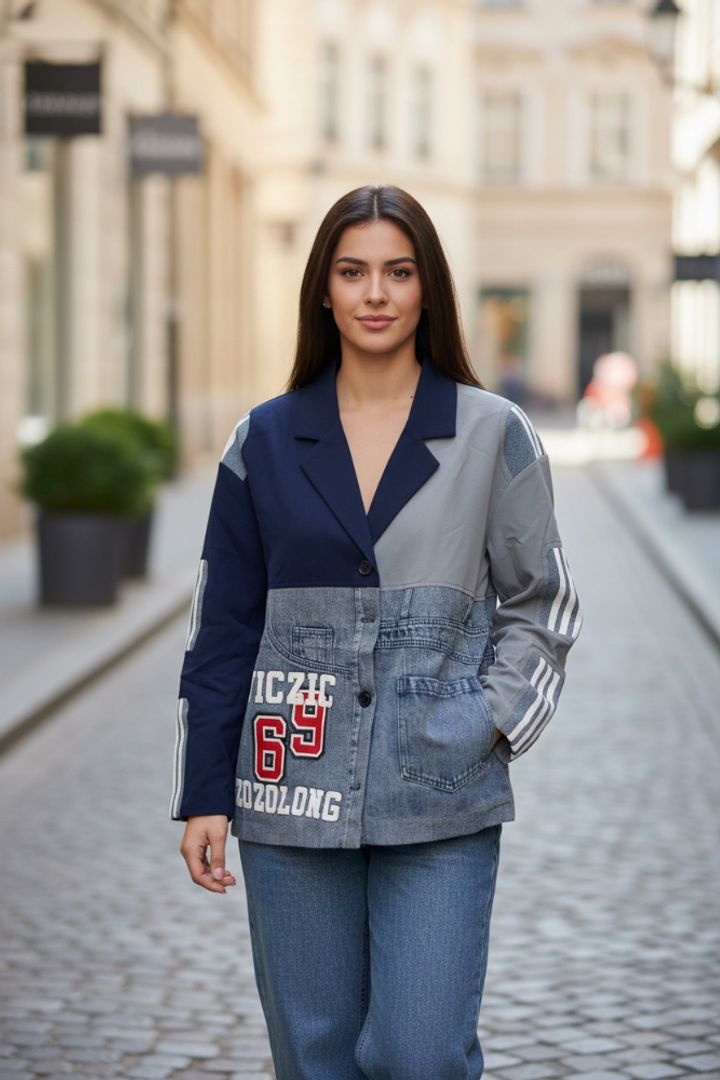 BLAZER MIX GREY AZUL