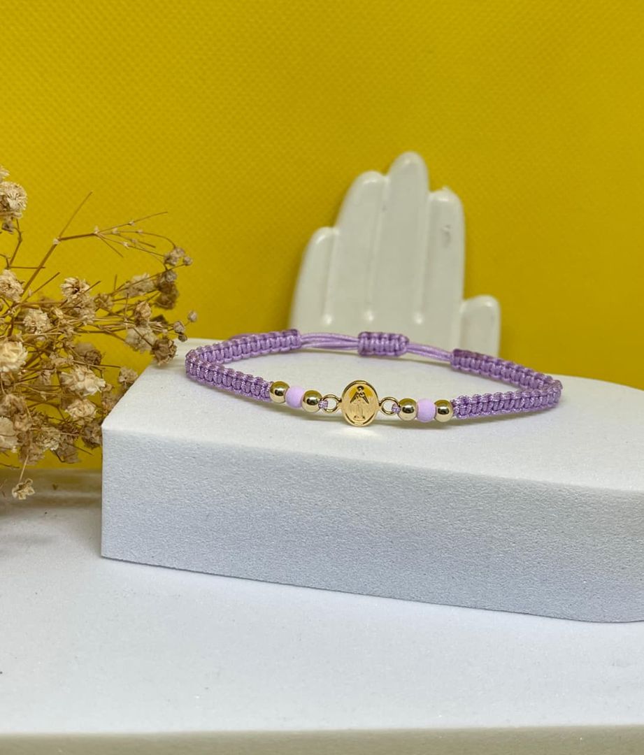 Pulsera virgen milagrosa mini balin 4mm lisso