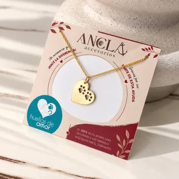 Imagen del producto Cadena corazón huella doble 