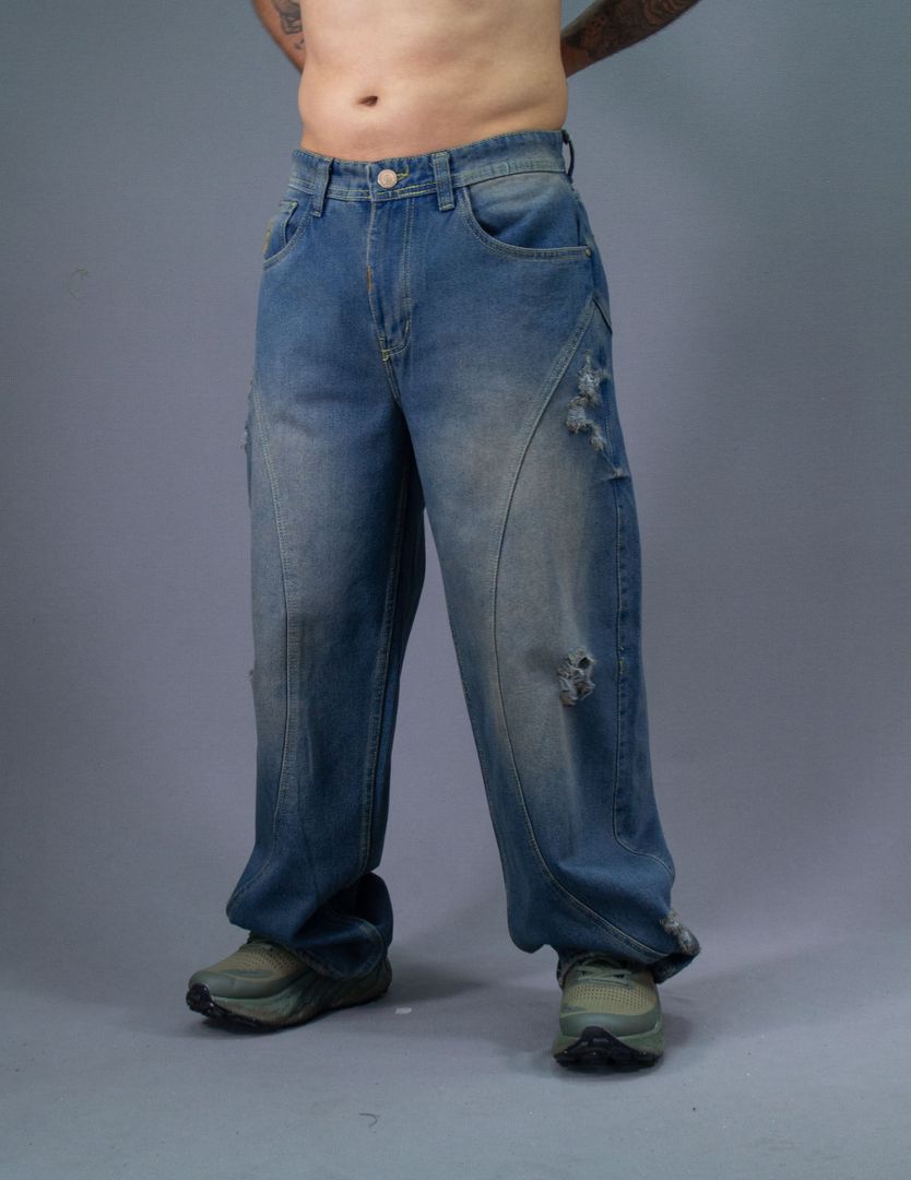 JEANS SUPER BAGGY CORTES AZUL