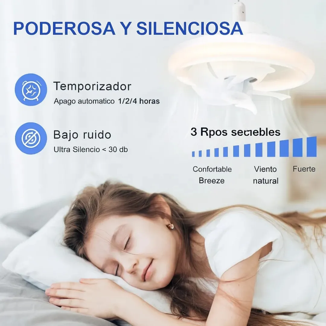 VENTILADOR BOMBILLO DE TECHO 60w 3 VELOCIDADES CON CONTROL