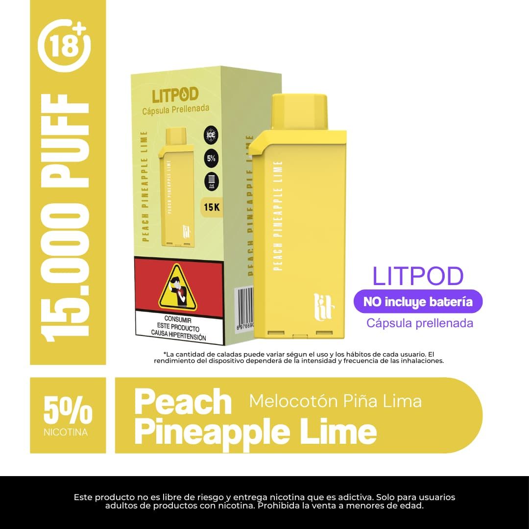 Pod Lit Peach Pineapple Lime 15.000 Puffs Recarga