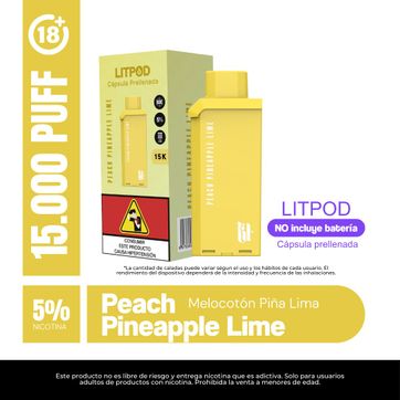Imagen del producto Pod Lit Peach Pineapple Lime 15.000 Puffs Recarga