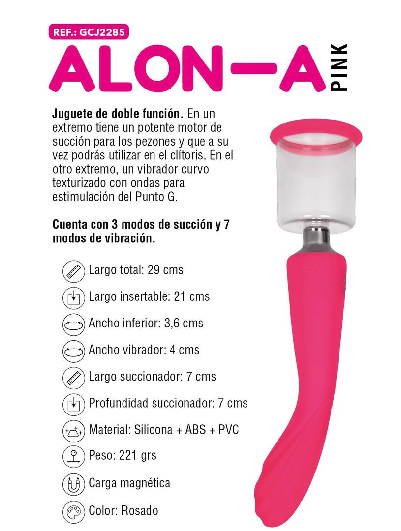 Vibrador y succionador Multiusos Alon Pink