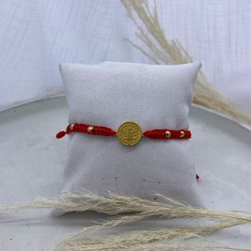Imagen del producto Manilla tejida, roja, dorado, covergold 