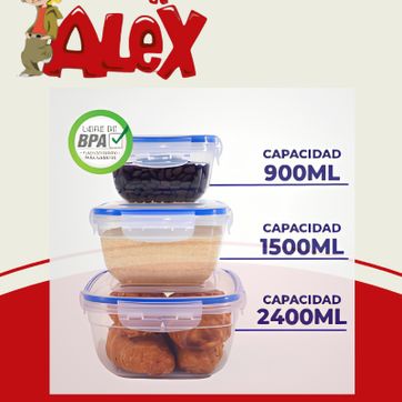 Imagen del producto SETX3 RECIPIENTES DE PLÁSTICO CUADRADOS GRANDES.