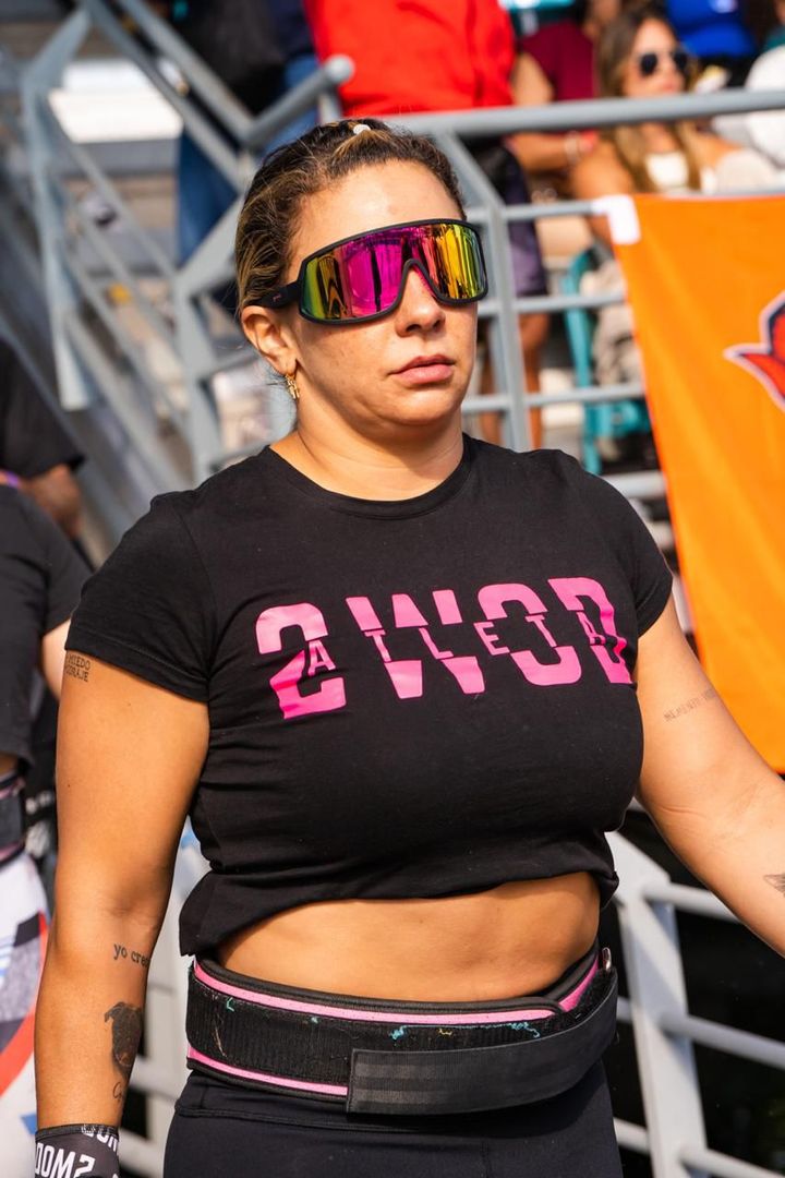 T- SHIRT  DAMA  ATLETA  NEGRO - FUCSIA NEON