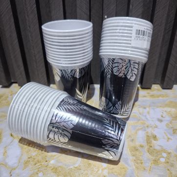 Imagen del producto VASO X12 HOJAS NEGRO/PLATA
