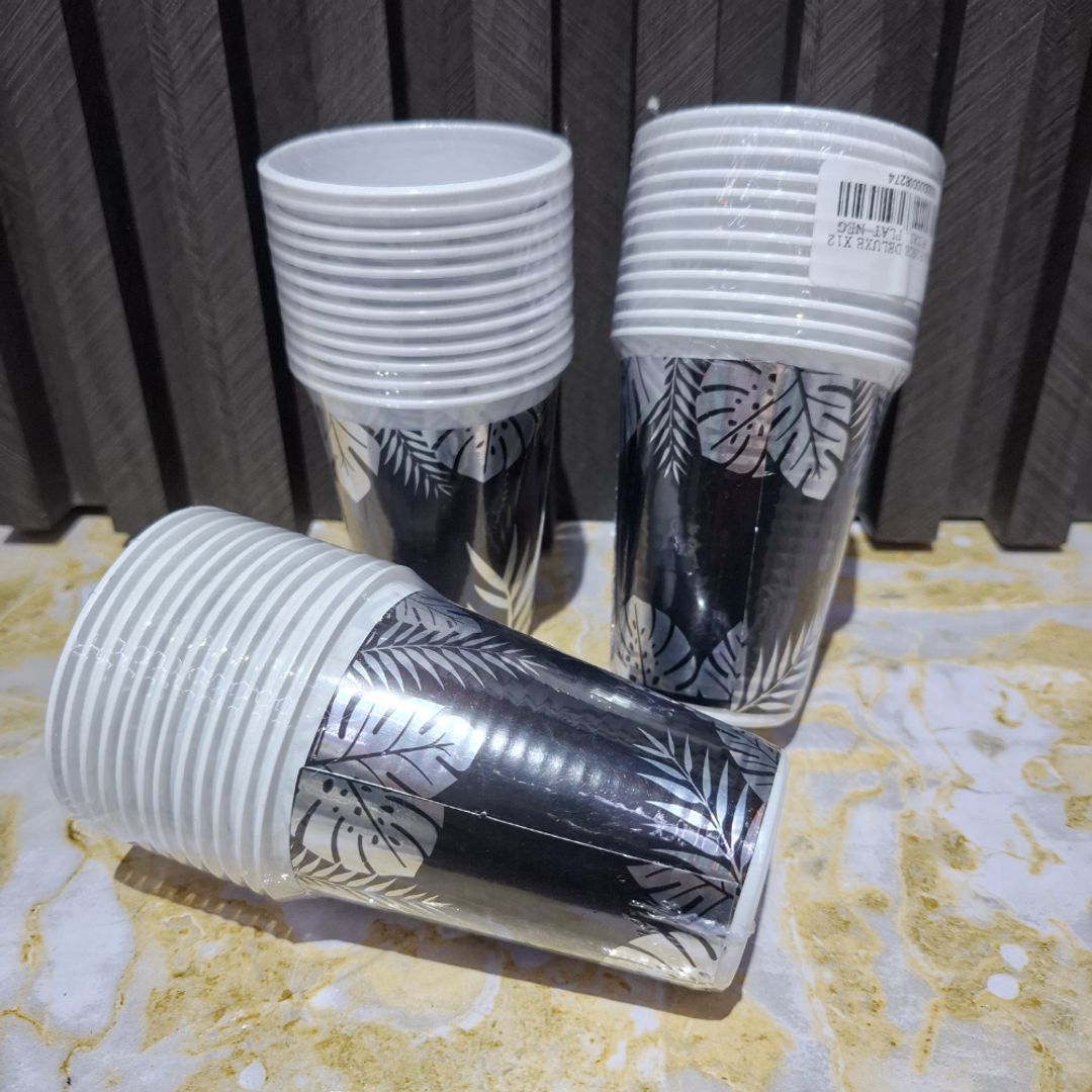 VASO X12 HOJAS NEGRO/PLATA