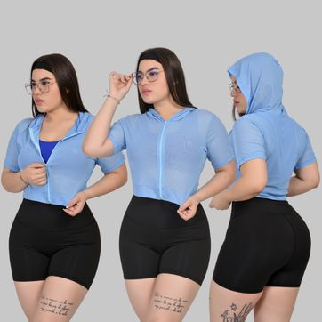 Malla crop top, capucha - imagen 1
