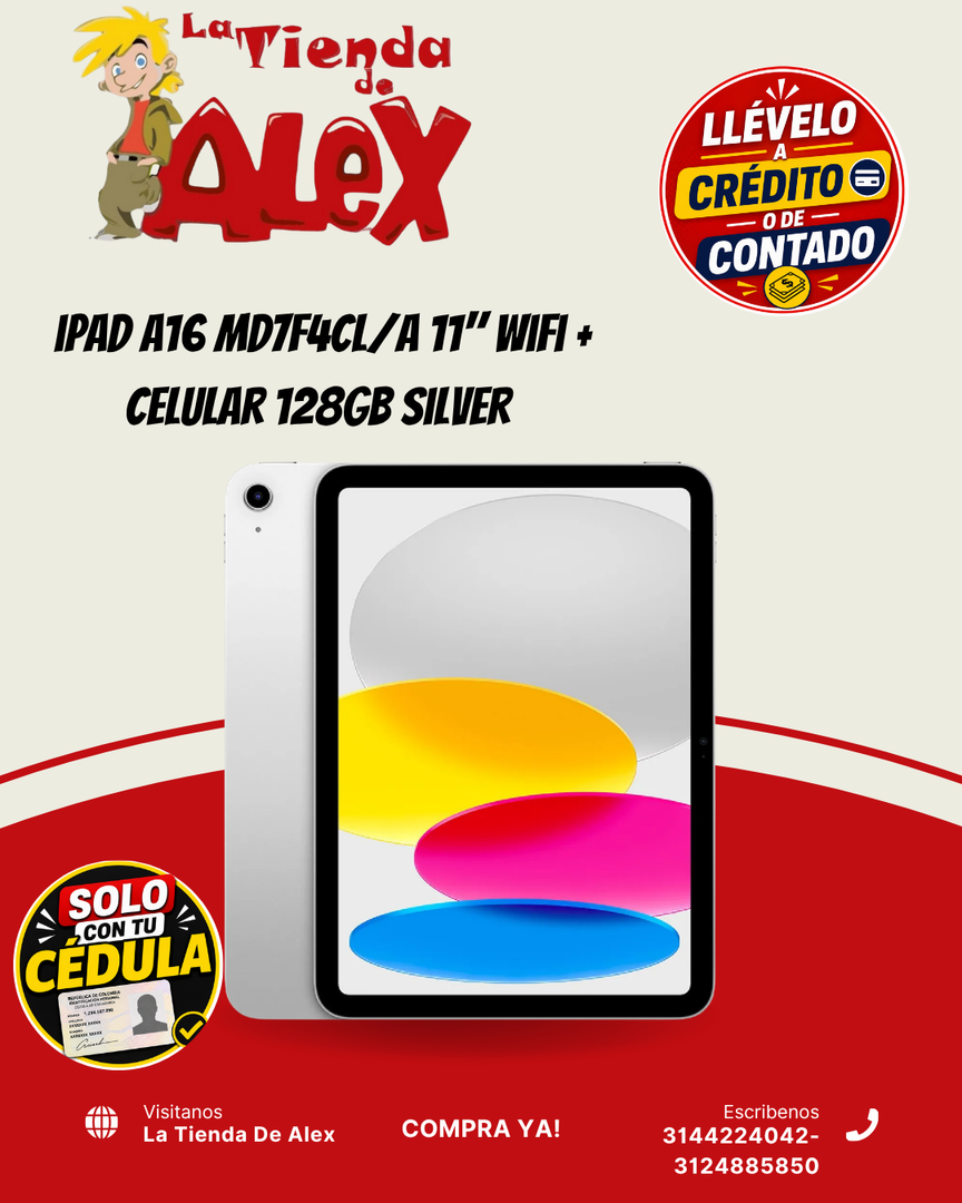 iPad A16  MD7F4CL/A 11" Wifi + Celular 128GB Silver 