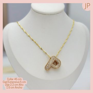 Imagen del producto Collar Ajustable Inicial P Rodio