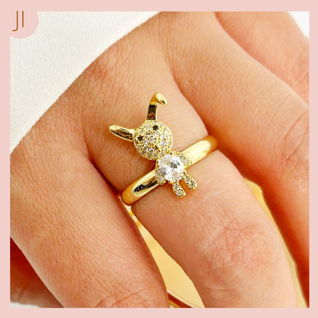 Anillo en Rodio Conejo Dorado