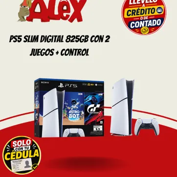 Imagen del producto PS5 Slim Digital 825GB con 2 Juegos + Control