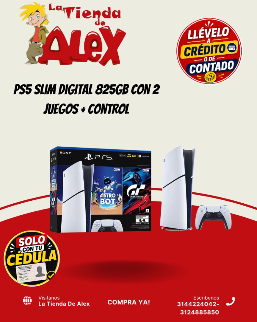 PS5 Slim Digital 825GB con 2 Juegos + Control