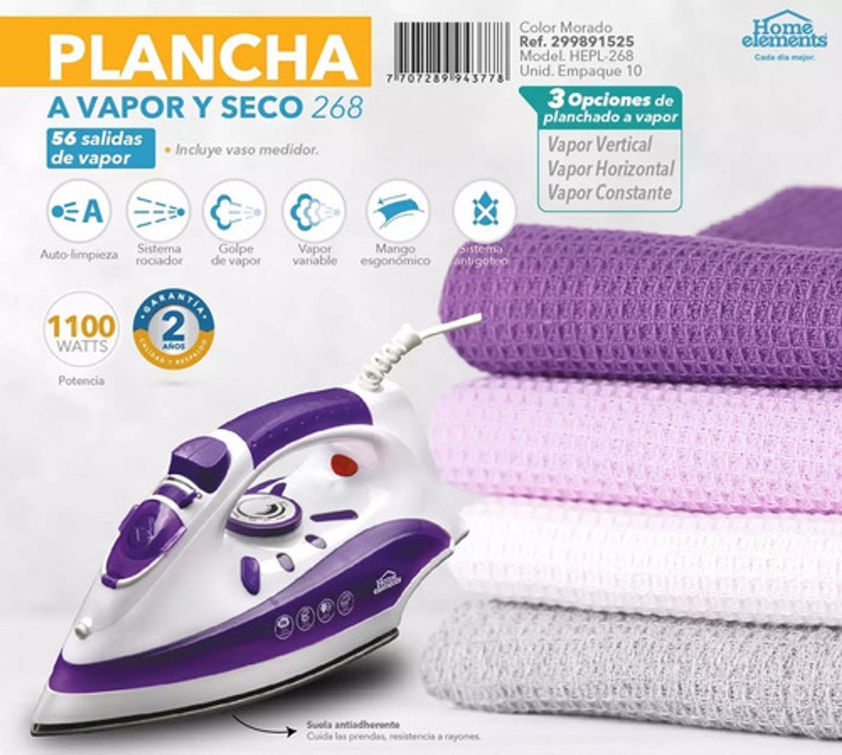 PLANCHA A VAPOR REF HEPL-268 HOME ELEMENTS