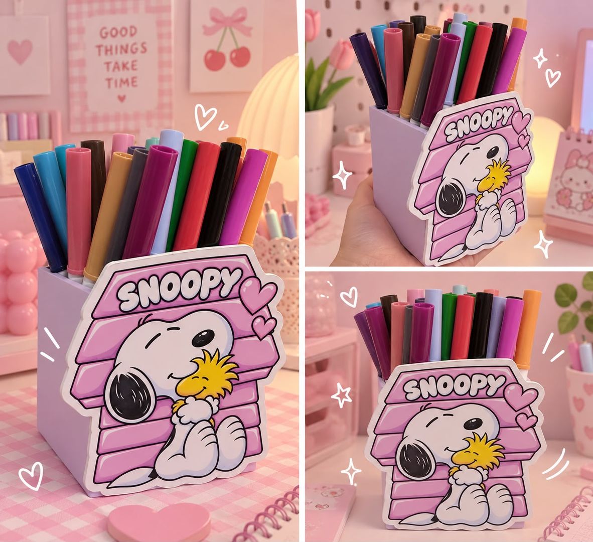 Porta lapices Snoopy Lila