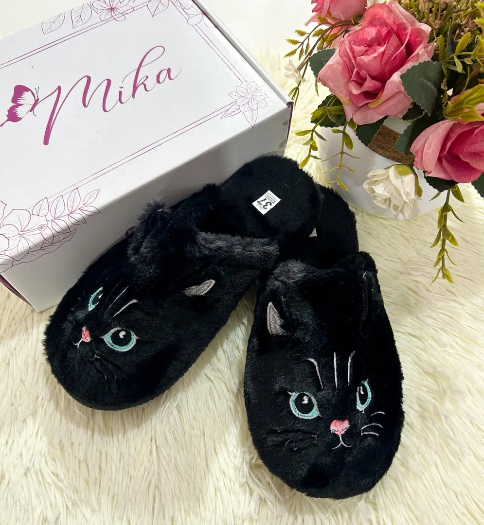 Pantuflas Gatito Negro