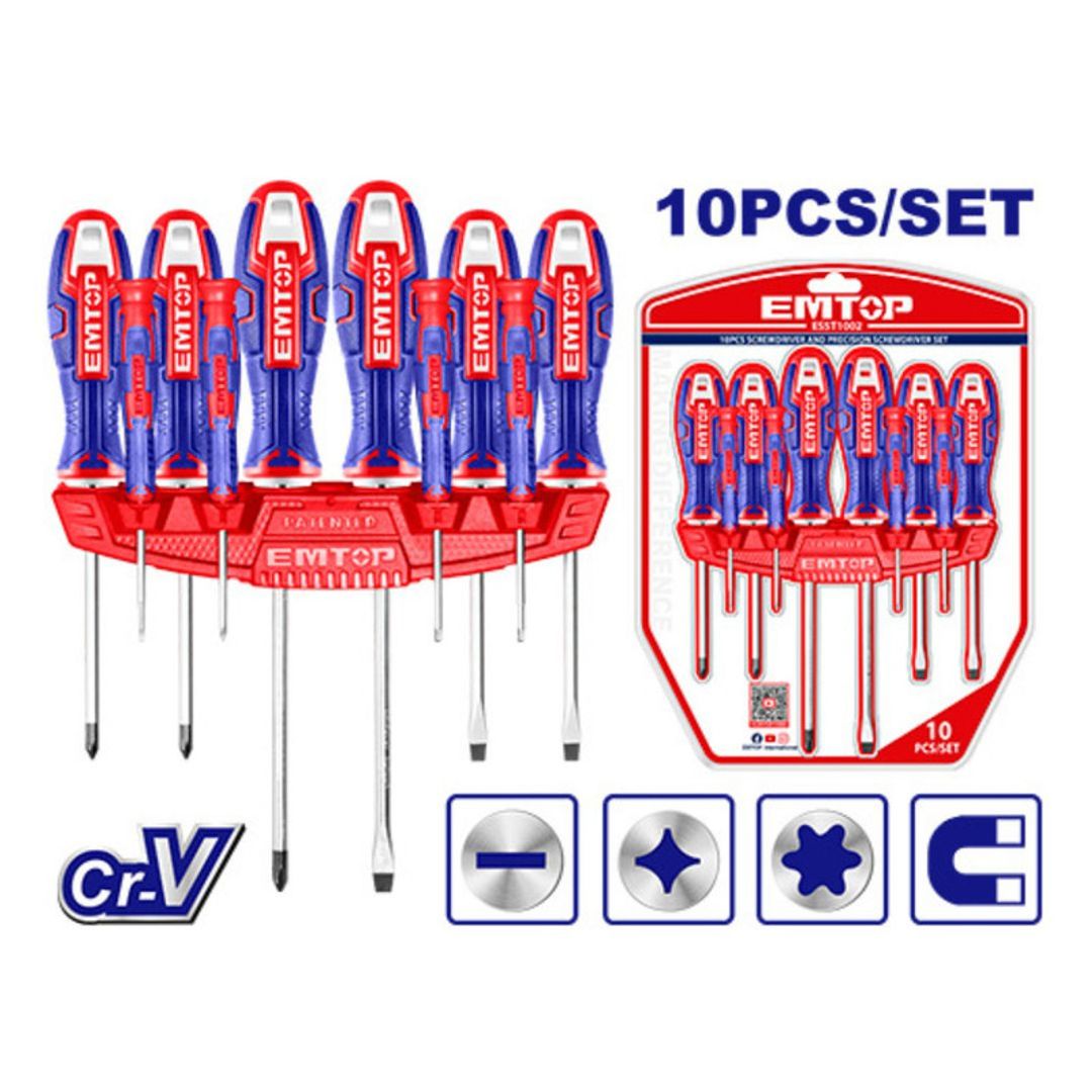 EMTOP DESTORNILLADOR 10PCS CR-V ENCAUCHETADO/IMANTADO SUPER EMTOP