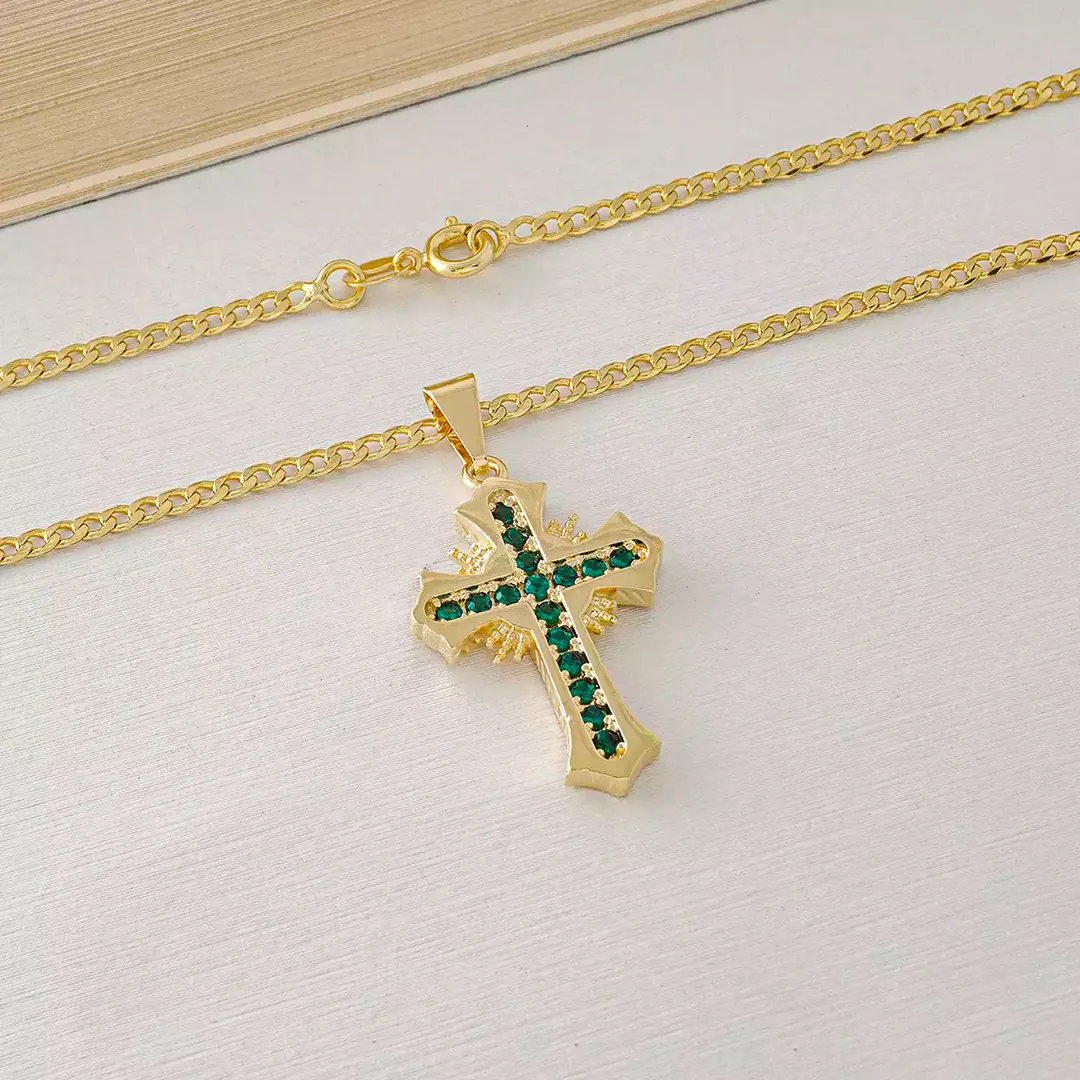 D Cruz Sagrada Circonias Verde