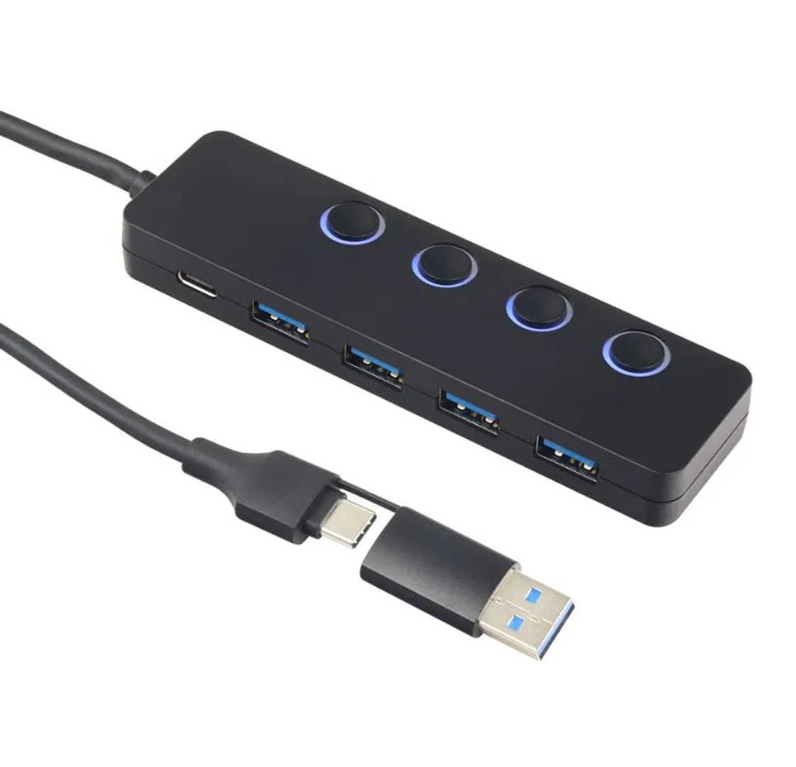 HUB Tipo C + USB 3.0 4 puertos switch