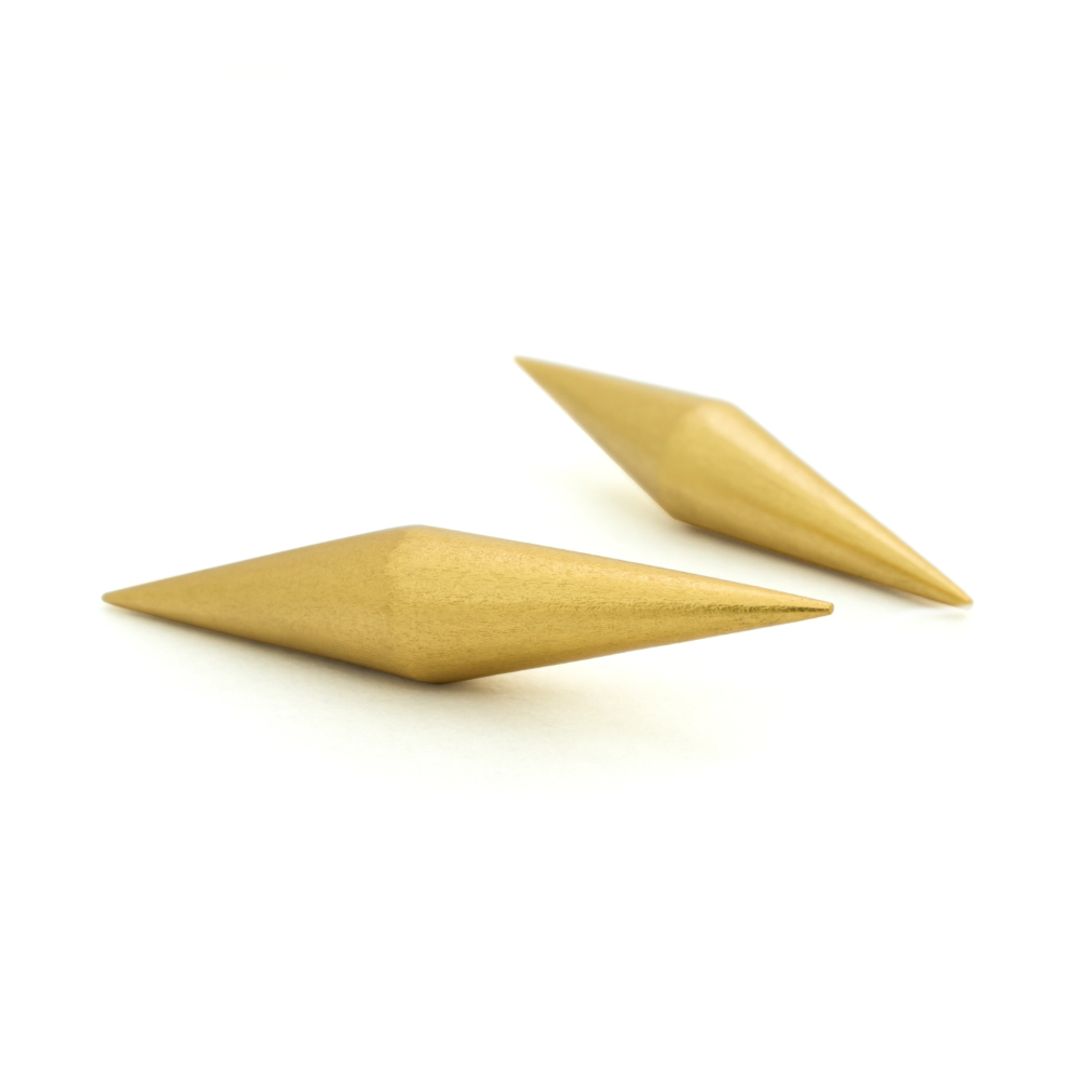 GOLD LONG DOUBLE CONE STUDS